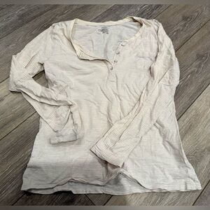Old Navy Striped Cream Long Sleeve Tee